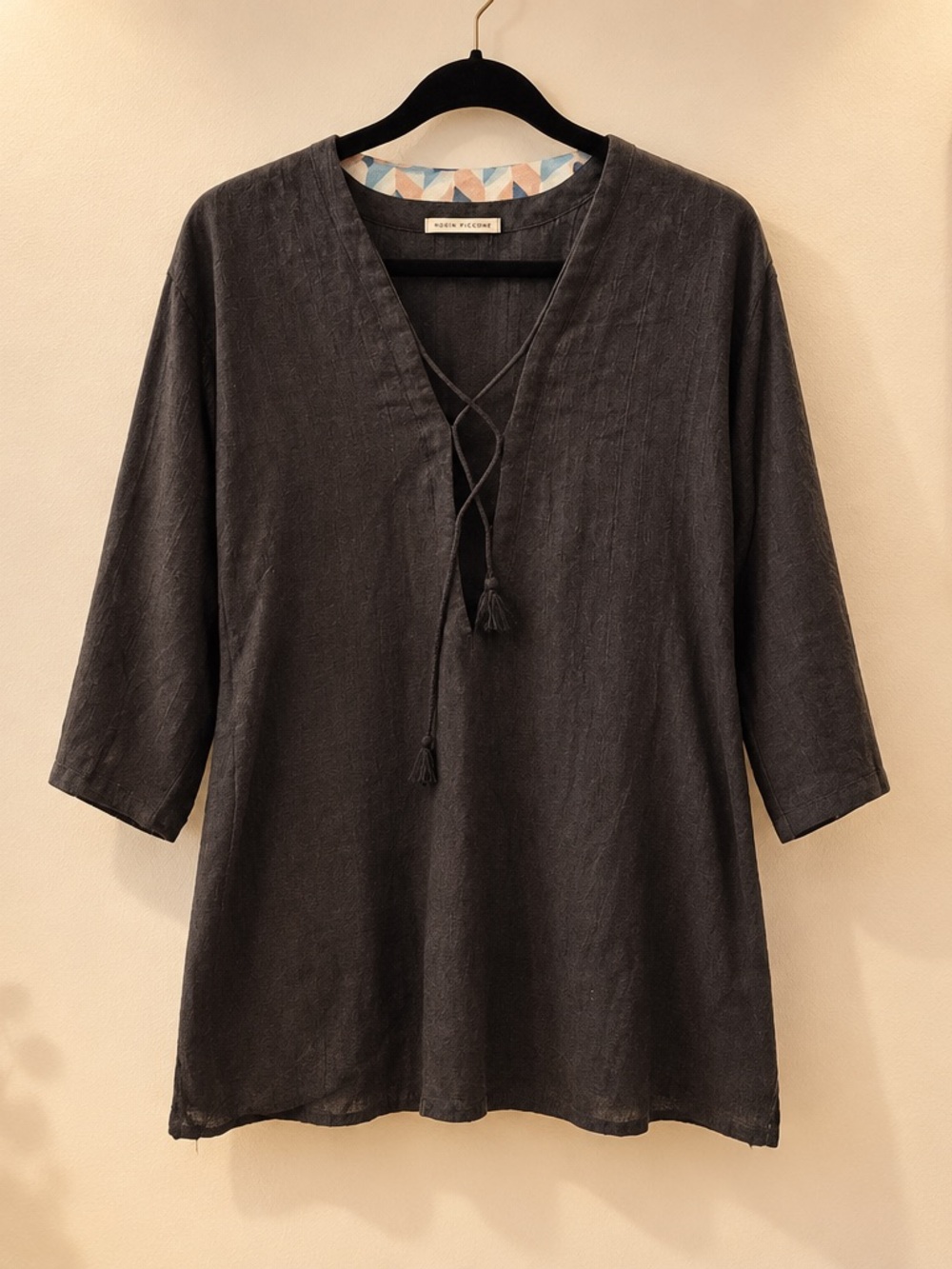Robin Piccone Black V-Neck Tassel Tunic
